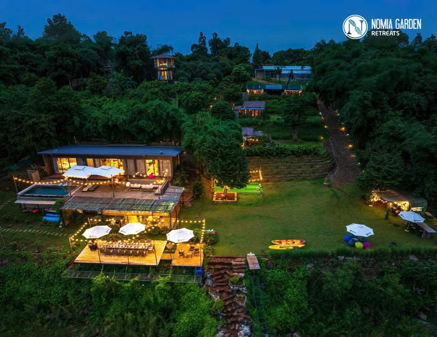 To&agrave;n cảnh kh&ocirc;ng gian xanh m&aacute;t tại Nomia Garden Retreats