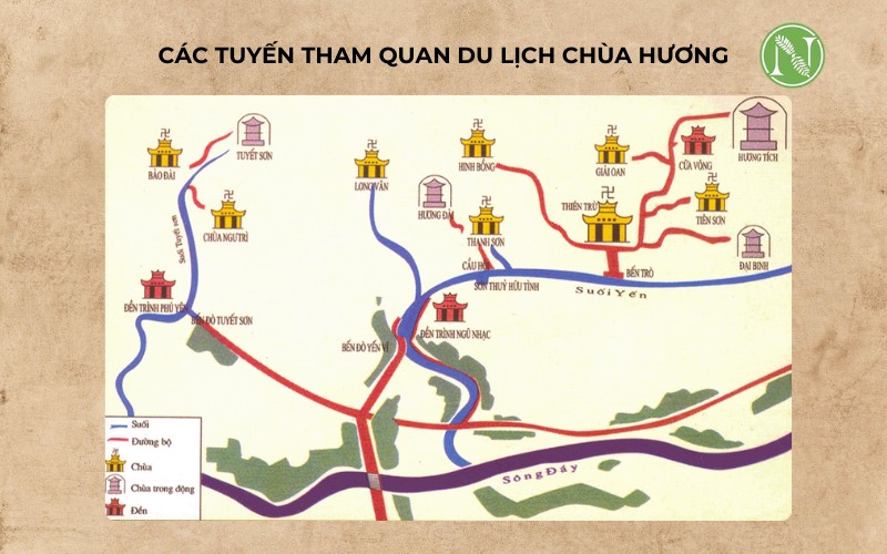 c&aacute;c tuyến tham quan du lịch ch&ugrave;a hương